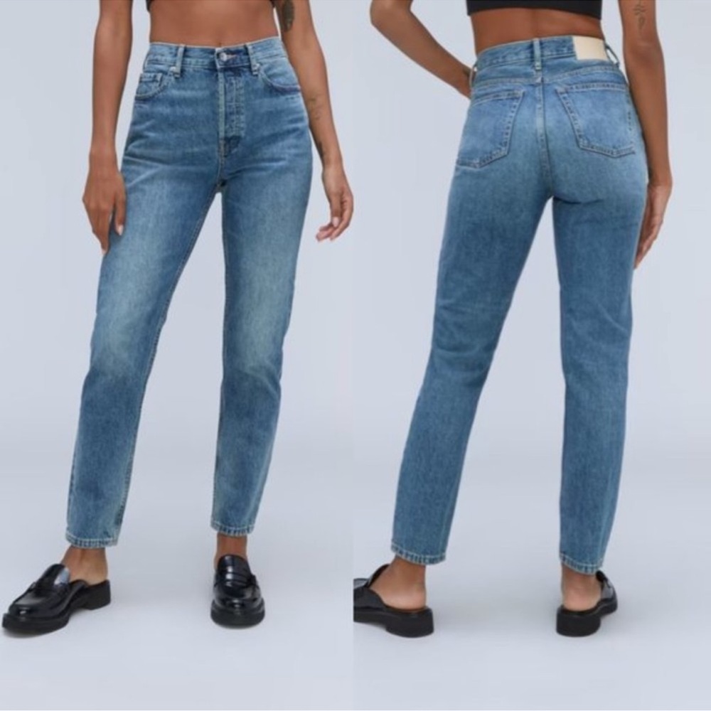 NWT Everlane Curvy 90s Cheeky Straight Jeans. Size 26 Crop. Vintage Mid Blue